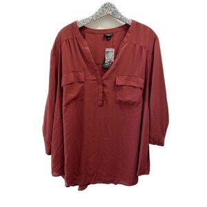 Torrid Harper Georgette Pullover Blouse 4 red rust NWT